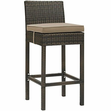 MODWAY FURNITURE Conduit Outdoor Patio Wicker Rattan Bar Stool, Brown Mocha EEI-2799-BRN-MOC